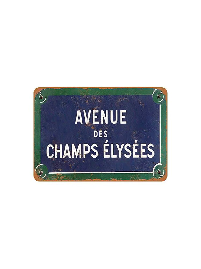 Fsdva Metallschild Avenue des Champs Elysees Retro-Wanddekoration in Blau - Bild 2