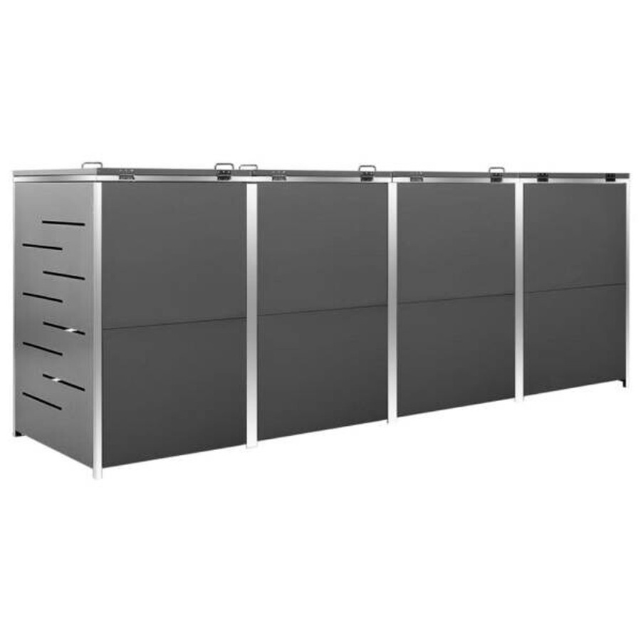 vidaXL Mülltonnenbox für 4 Tonnen aus Edelstahl in Anthrazit B/T/H: 276,5 x 77,5 x 115,5 cm - Bild 2