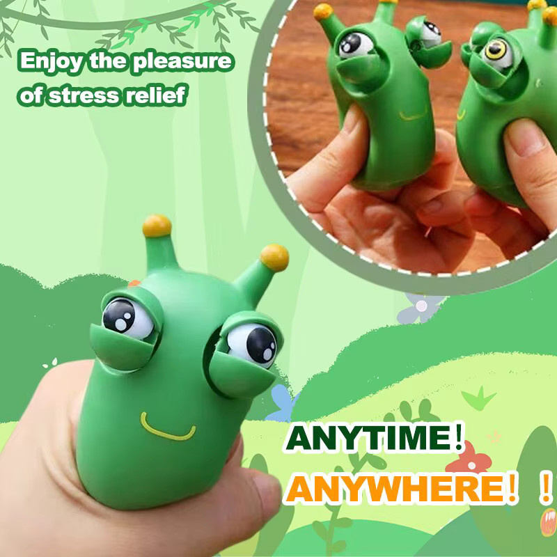 soulbao Grüne Wurm-Quetschspielzeuge, Augen-Fidget Sensorische Stressabbau-Spielzeuge, 1/3 Stück - Bild 2