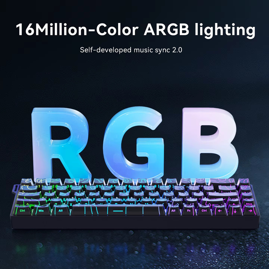 Ajazz AK680 V2 Hall-Effect Magnetische Schalter-Tastatur in Schwarz mit RGB-Beleuchtung und kompaktem 68-Tasten-Layout - Bild 6