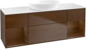 V&B Waschtischunterschrank Finion in Weiß mit Walnuss-Regal, Breite: 160 cm - Bild 1