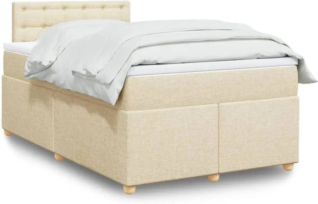 vidaXL Boxspringbett Hybrid mit Matratze und USB-Ladeport in Creme, B/T: 120 x 200 cm - Bild 1