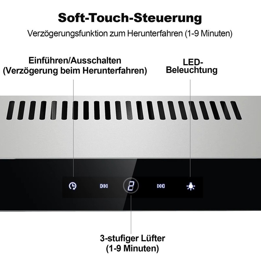 TopStrong LED-Abzugshaube für Abluftrückführung in Weiß, Breite: 60 cm, Modell TF2360A3-AC-12 - Bild 3