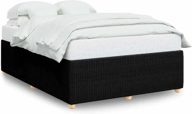 vidaXL Bettgestell aus Kiefernholz und Stoff in Schwarz, B/T: 160 x 200 cm - Bild 1