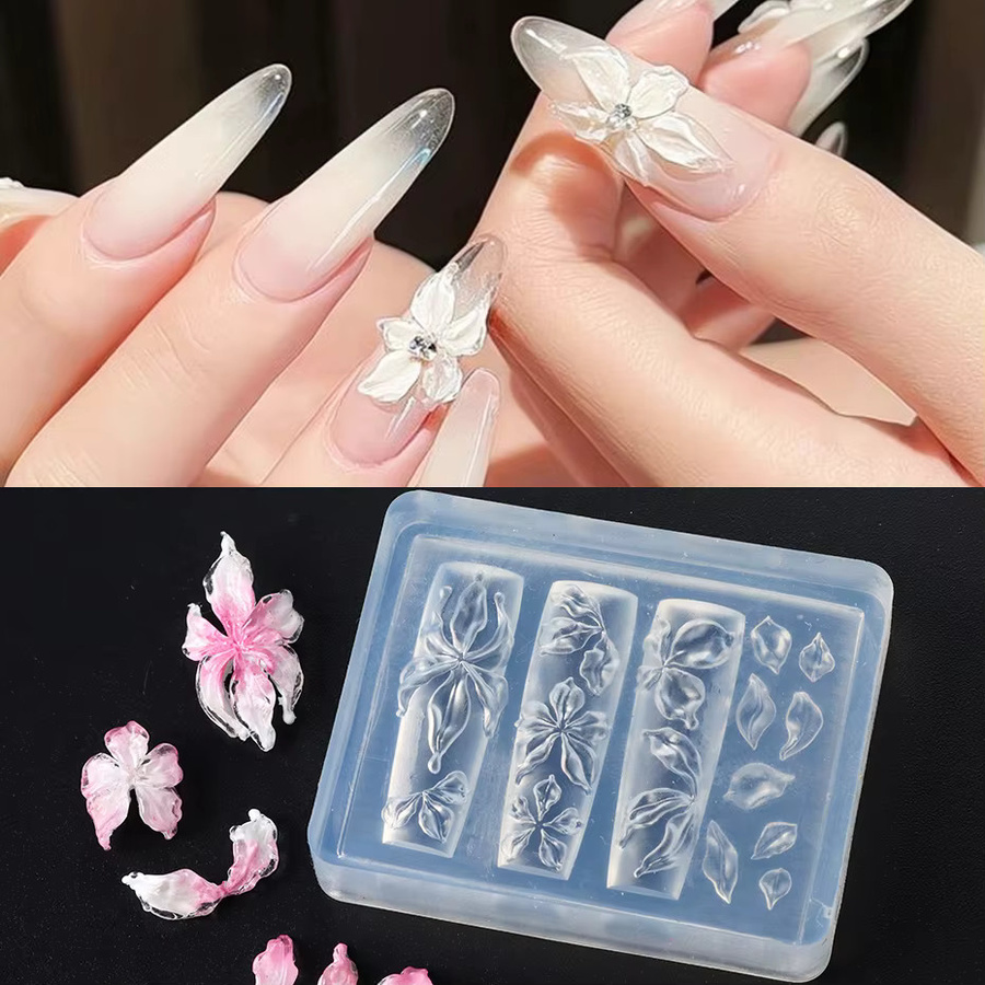 Full Beauty 3D Lilien-Silikonform für Nagelkunst, Lilien- und Kirschblüten-Designs - Bild 3