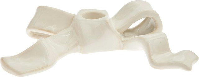 Rico Design Keramik Kerzenhalter Schleife Creme für schmale Kerzen B/T/H: 12,0 x 4,0 x 17,5 cm - Bild 1