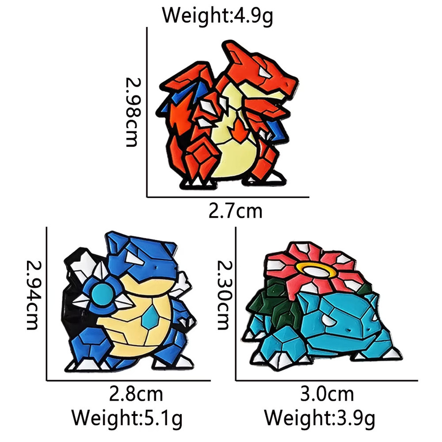 Bandai Pokémon Glurak Schiggy Venusaur Emaille Anstecknadeln, Set / Bundle - Bild 3