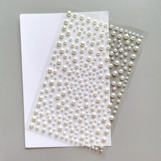 NATAWA 3D Selbstklebende ABS Simulationsperlen Aufkleber in Weiß für DIY Bastelarbeiten und Dekoration - Bild 1