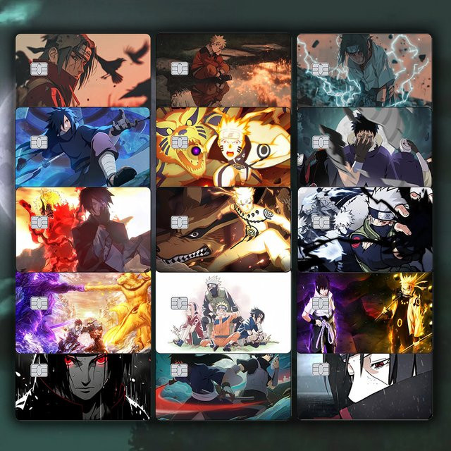 Bandai Anime Kreditkarten-Skin-Aufkleber Sasuke und Naruto, Matte Aufkleber - Bild 1