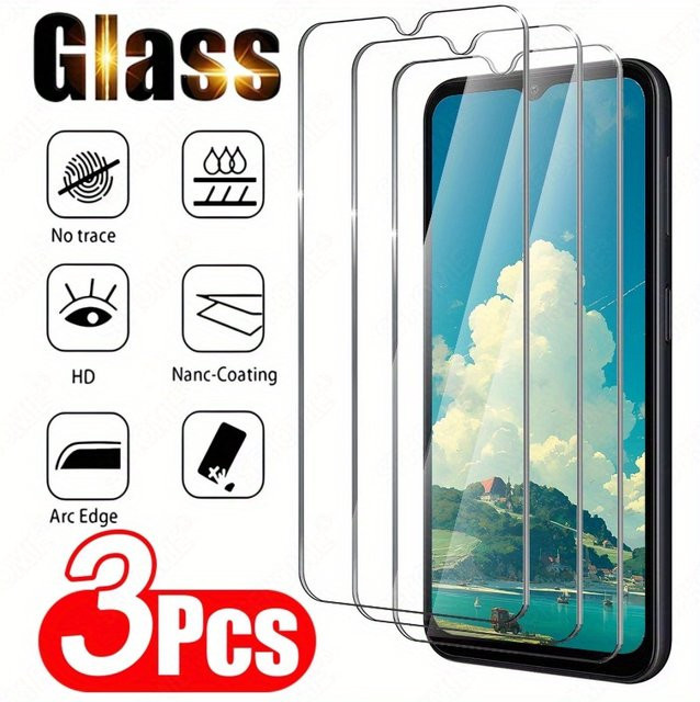 3er-Set gehärtetes Glas Display Schutzfolie für Samsung Galaxy A03 A12 A13 A14 A15 A21S A22 A30 A31 A32 A33 A34 A35 5G in Transparent - Bild 1