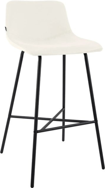 DELUKE Barhocker GEKEL Barstuhl aus Samt in Creme mit Lehne und Metallgestell, B/T/H: 44 x 49 x 98 cm - Bild 1
