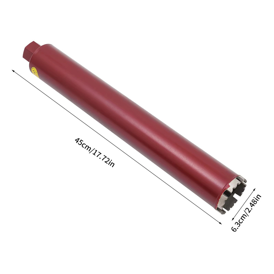 CNCEST Trocken-Diamant-Kernbohrer Bohrrohr M22 für Stahlbeton und Betonziegel, Farbe: Rot, Durchmesser: 6,3 cm, Höhe: 45 cm - Bild 3