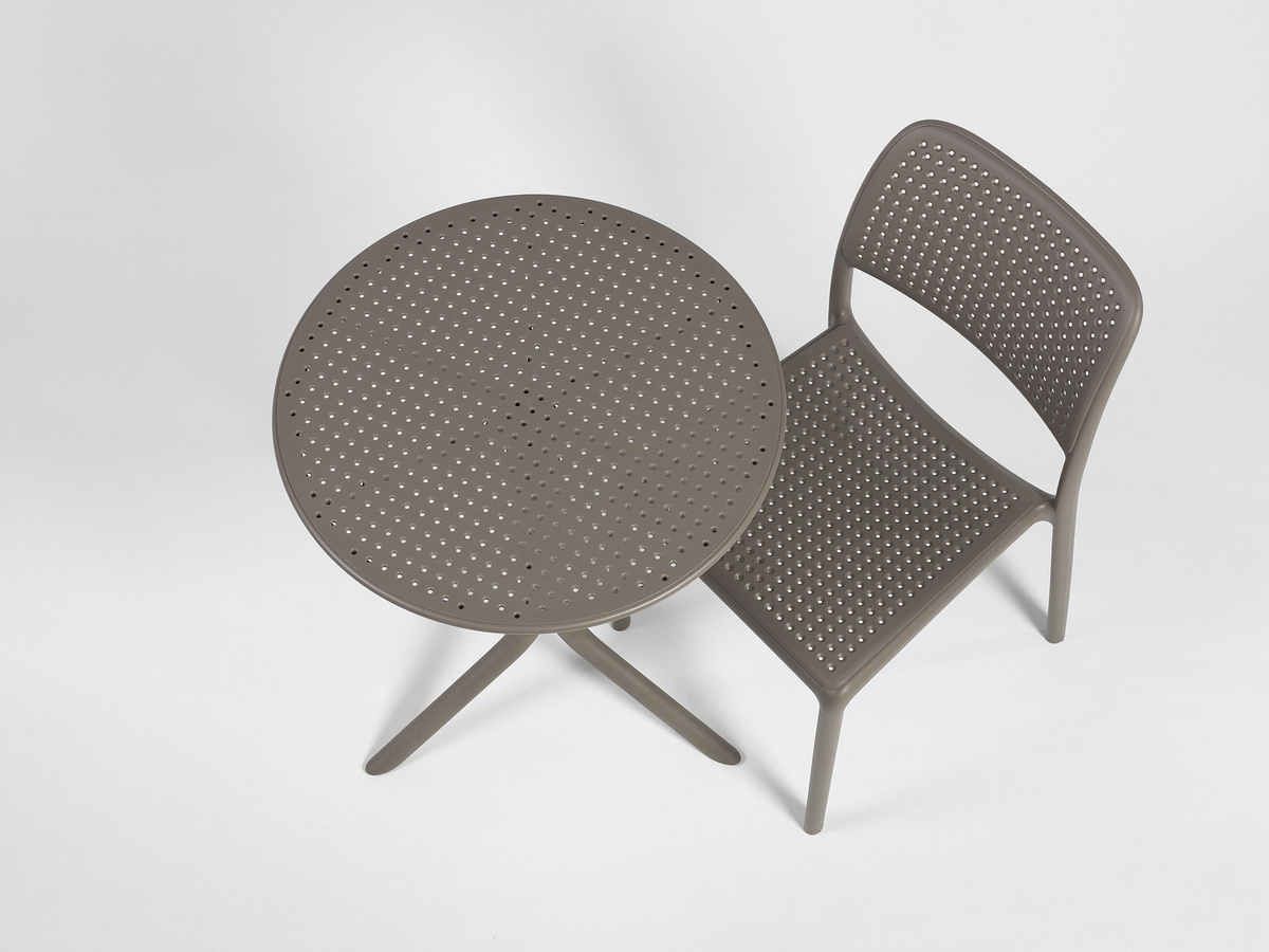 Nardi Step Tisch in Grau, moderner runder Gartentisch aus wetterfestem Kunststoff mit höhenverstellbarer Säule und UV-Beständigkeit - Bild 2