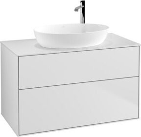 V&B Waschtischunterschrank Finion mit Wandbeleuchtung in Weiß lackiert, B: 100 cm, T: 50,1 cm - Bild 1