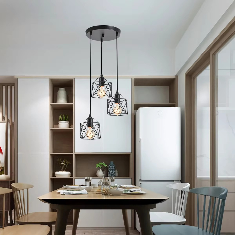 TRAZOS Vintage Deckenleuchte 3-flammig in Schwarz aus Metall mit E27 Fassung für Wohnzimmer und Esszimmer - Bild 4