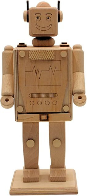 Dekohelden24 Holz Spardose Roboter zum Bemalen für Kinder, H x B x T: 28 x 10 x 10 cm - Bild 1