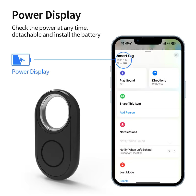 Intelligenter Haustier-Tracker in Schwarz kompatibel mit der Apple Find My App via Bluetooth mit Echtzeit-Tracking und Soundpositionierung - Bild 3