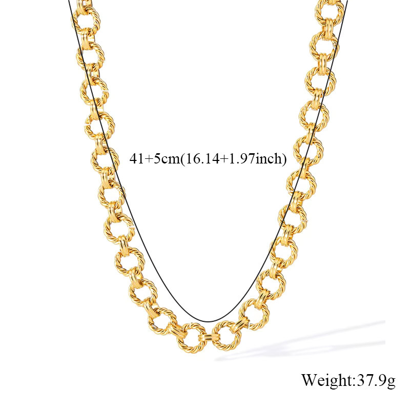 EILIECK Halskette und Armband Set, Edelstahl, Gold, Damen, Punk - Bild 2