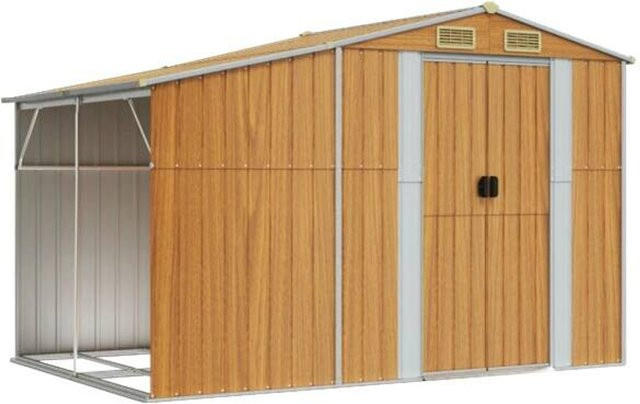 vidaXL Gartenhaus aus verzinktem Stahl in Braun B/T/H: 277 x 179 x 192,5 cm - Bild 1