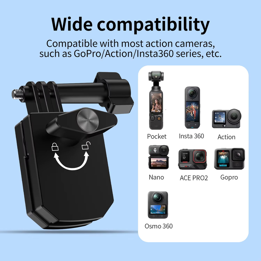 Motorrad-Windschutzscheibenhalterung aus Aluminiumlegierung für DJI Osmo Pocket 3, Action 5 Pro, Action 6 und GoPro, Insta360 X4, X5, GO Ultra in Schwarz - Bild 5