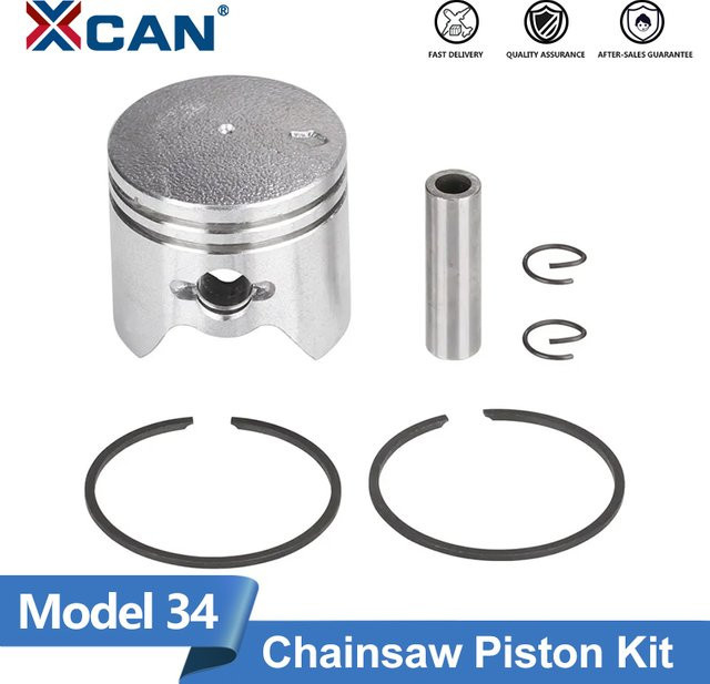 XCAN 34mm Kolben Kit für Stihl BG45 BG46 FS38 FS45 FS55 HS45 HS81 Trimmer und Gebläse in Silber - Bild 1