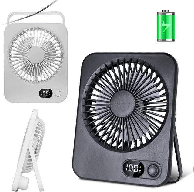 Tragbarer Mini-Ventilator von raugee, wiederaufladbarer USB-Tischventilator mit 5 Geschwindigkeitsstufen für Schreibtisch oder Wandmontage, erhältlich in Beige oder Weiß - Bild 1