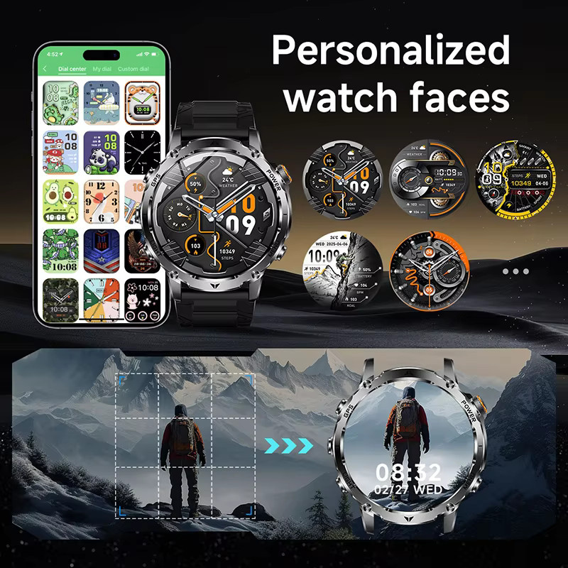 HSVYGFIT Herren Outdoor Smartwatch mit GPS, 1,7 Zoll AMOLED-Display, Bluetooth-Anruffunktion und 5 ATM Wasserdichtigkeit in Silber - Bild 4