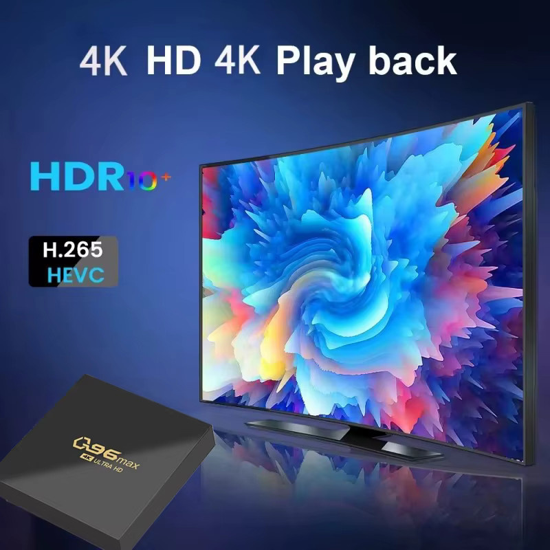Q96 MAX Smart TV-Box Android 15.0 mit 4K UHD, Dual WiFi 4G 5G und Quad-Core Prozessor, Schwarz - Bild 2