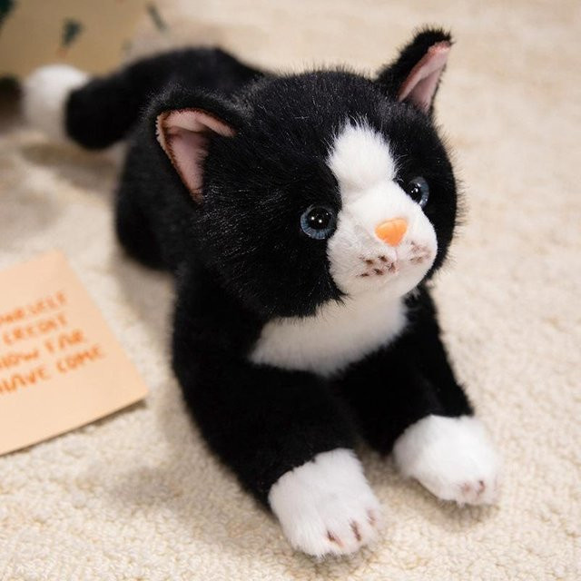 Simulation liegende Kätzchenpuppe, Plüschtier, orange Katze, 38cm - Bild 1