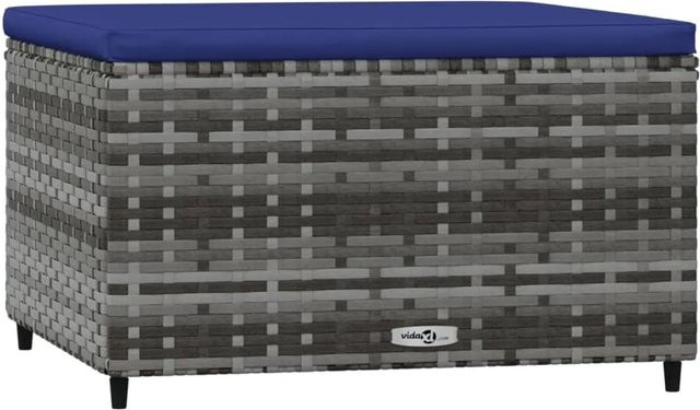 vidaXL Gartenhocker aus grauem PE-Rattan mit Kissen und pulverbeschichtetem Stahlgestell - Bild 1