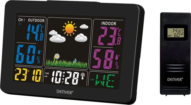 Denver WS-540 Wetterstation für Innen und Außen mit Temperatur- und Luftmessung in Schwarz - Bild 1