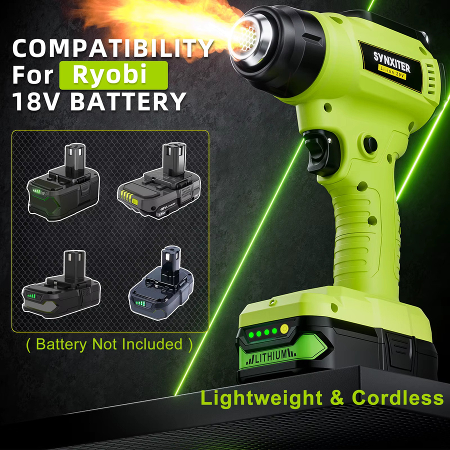 Nananuu Akku-Heißluftpistole für Ryobi 18 V Akku mit 4 Düsen für DIY-Schrumpfarbeiten - Bild 4