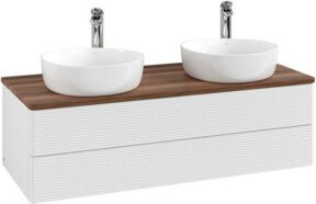 V&B Waschtischunterschrank Antao mit Frontstruktur und Beleuchtung, Farbe: Weiß, B/T/H: 120 x 50 x 50 cm - Bild 1