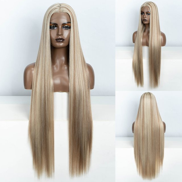 FASHION IDOL Synthetische Lace-Front-Perücke, Klavierblond, 96,5 cm, gerade - Bild 1