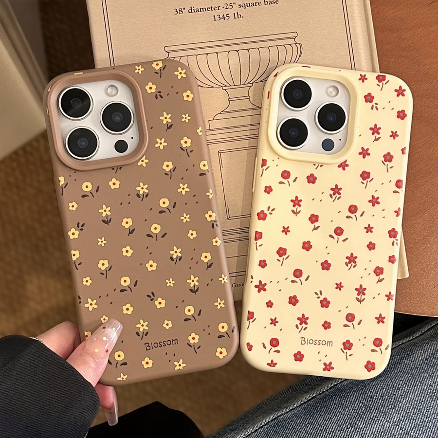 Stoßfeste Silikon-Handyhülle mit koreanischem Blumenmuster für iPhone 11 bis 17 Pro Max, Farbe: Multicolour - Bild 1