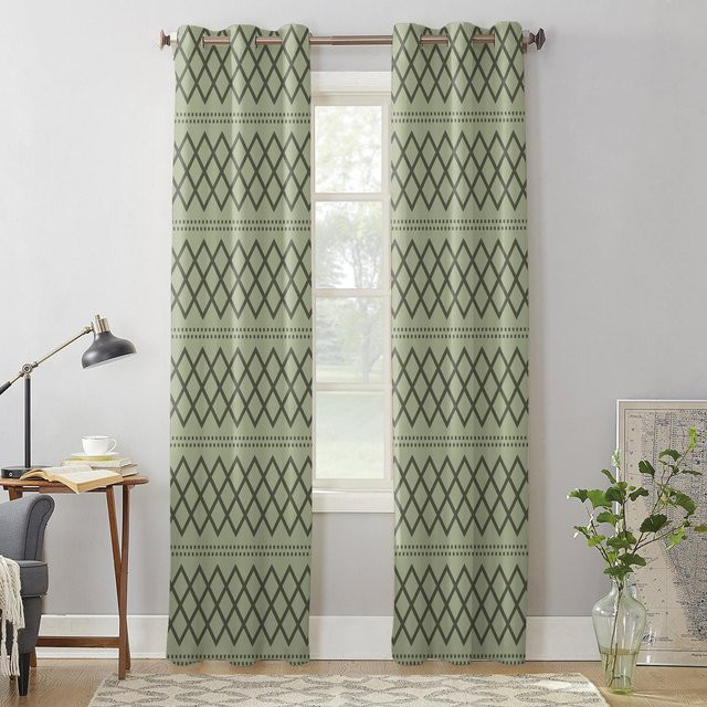 Super Six Vorhang mit geometrischer Textur in Salbeigrün, semi-transparent, Breite: 135 cm, Höhe: 92 cm - Bild 1