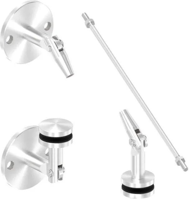 FeNau Vordachsystem Abgehangen Edelstahl V2A Punkthalter Ø 52 mm mit Zugstange L: 940 mm, Farbe: Silber - Bild 1
