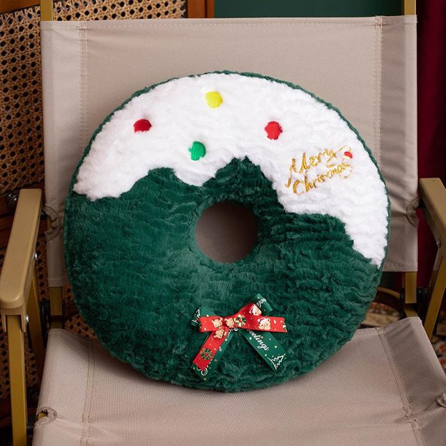 Yiran Toy Lebkuchenmann Plüschpuppe als Weihnachtsbaum Dekoration und Sofakissen in Grün - Bild 1