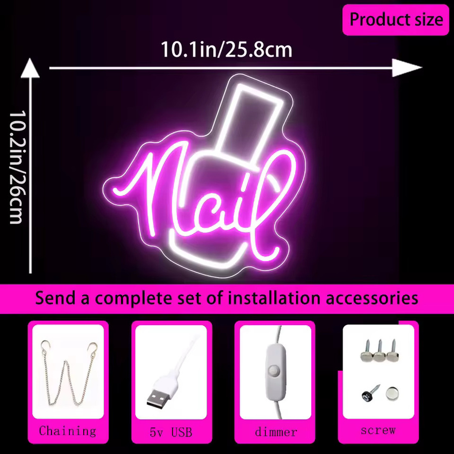 Neon LED Schild für Nagelstudios und Schönheitssalons zur Wanddekoration in Weiß - Bild 3