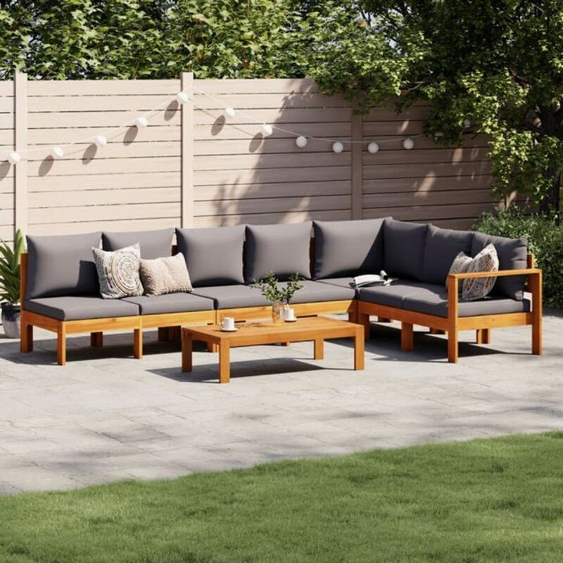 Vidaxl 5-tlg. Garten-Sofagarnitur aus Akazie mit Kissen in Grau und Anthrazit - Bild 1