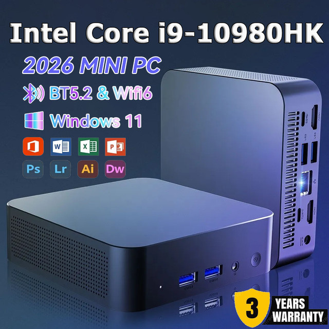 FUCHU Mini-PC Gaming Computer mit Intel Core i9 10980HK, 16GB RAM, 1TB M.2 SSD und Windows 11 Pro, Schwarz - Bild 1