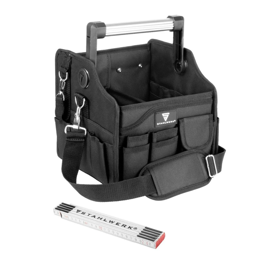STAHLWERK Werkzeugtasche aus Polyester in Schwarz mit 14 Außentaschen und 2 Innenfächern - Bild 2