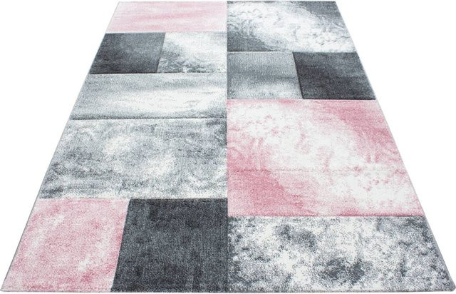 Ayyildiz Kurzflorteppich Hawaii Pink modern kariert B/B: 140 x 200 cm - Bild 1