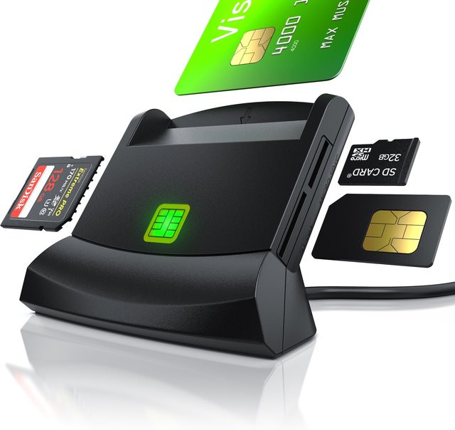 CSL USB Chipkartenleser in Schwarz für Smart Cards, SIM Cards, SD und Micro SD Karten - Bild 1