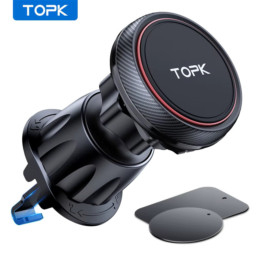 TOPK Magnetische Autotelefonhalterung mit 6 N52 Magneten, 360 Grad Rotation und Belüftungshalterung, Schwarz, Universal für iPhone und alle Mobiltelefone - Bild 7