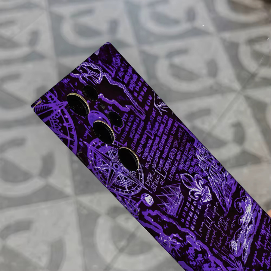Stoßfeste Doppelschicht Handyhülle im Lila Vintage-Karten-Design für Samsung Galaxy S25 Ultra, S24 und S23 Ultra Plus - Bild 5