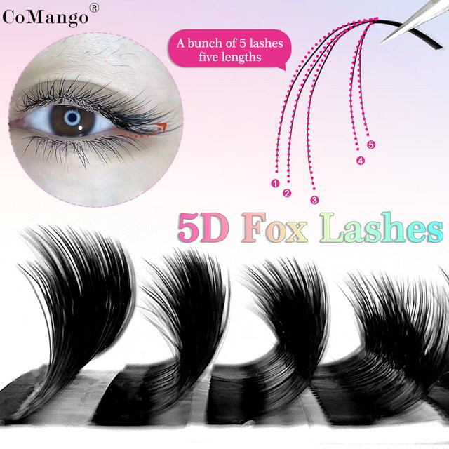 CoMango Wimpernverlängerung, 5D YY, matte black, Fox Eye Style - Bild 1