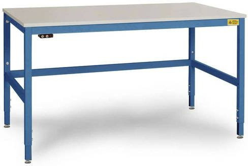 Manuflex CANTOLAB ESD-Arbeitstisch Spezial mit Kautschukplatte, Brillantblau, B/T/H: 120 x 80 x 75,2-95,2 cm - Bild 1