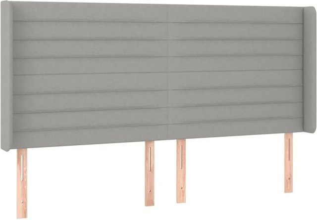 vidaXL Kopfteil mit Ohren in Hellgrau aus Stoff, B/T/H: 203 x 16 x 118/128 cm - Bild 1