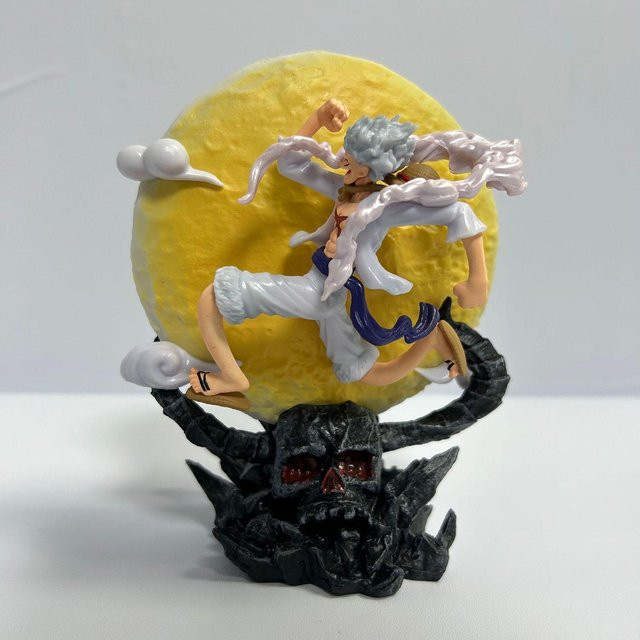 Fashnics One Piece Nika Luffy Onigashima Mond Anime Statue Leuchtende Nachtlicht Figur Modell 14cm - Bild 1